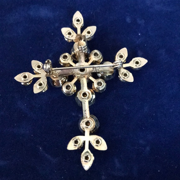 Vintage Cross Pin/Pendant Blue Stones - Picture 4 of 5